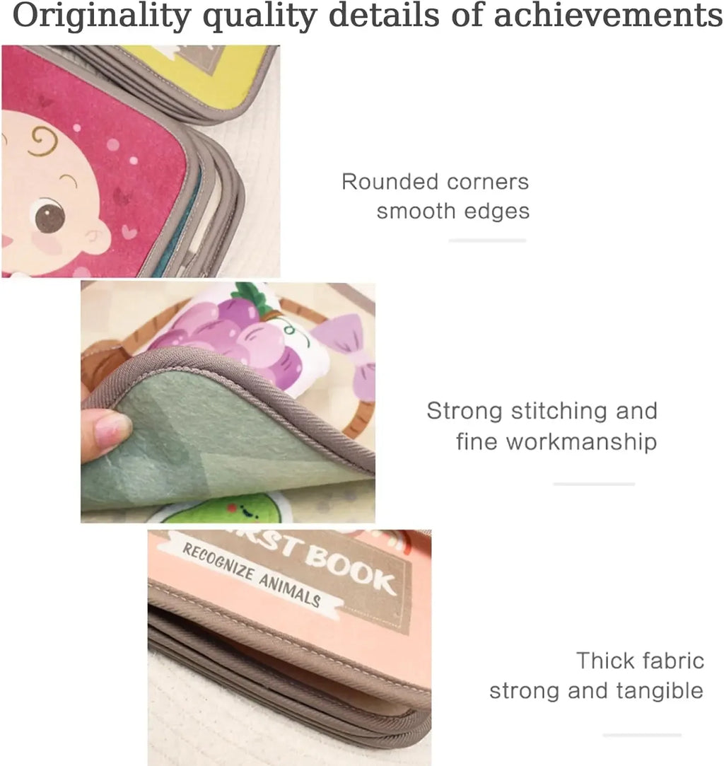 Montessori Soft Cloth Activity Quie Books for Baby Boys & Girls, Developmental Toys for Toddlers Infants Kids Sensory Gifts