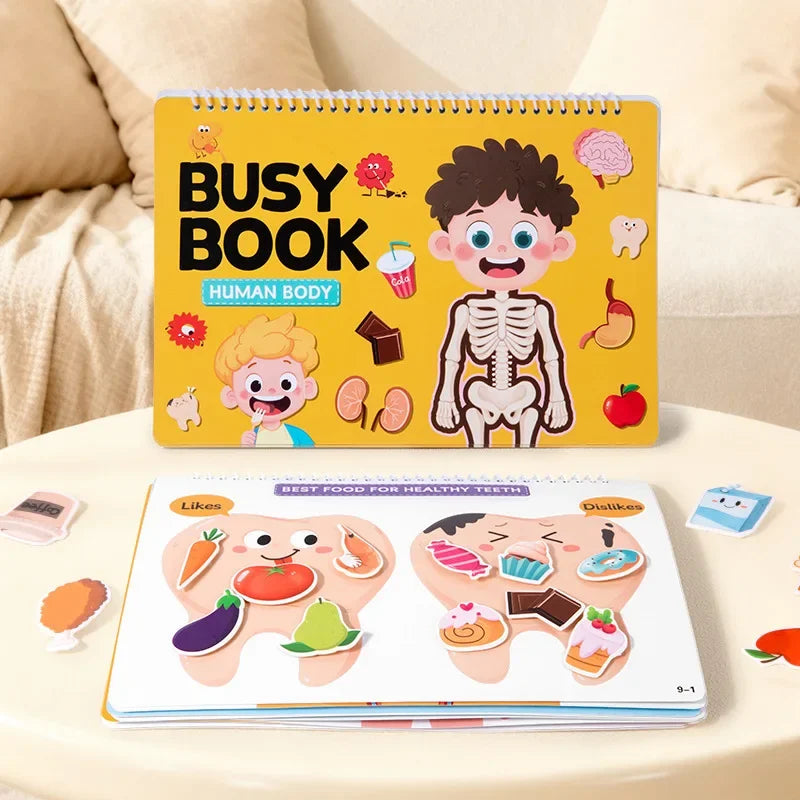 Quiet Book Busy Body Structure Book Cross Border Kids Early Education Cognitive Tear and Paste Flipping Preschool Enlightenment